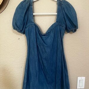 Zara Denim Puff Sleeve Dress